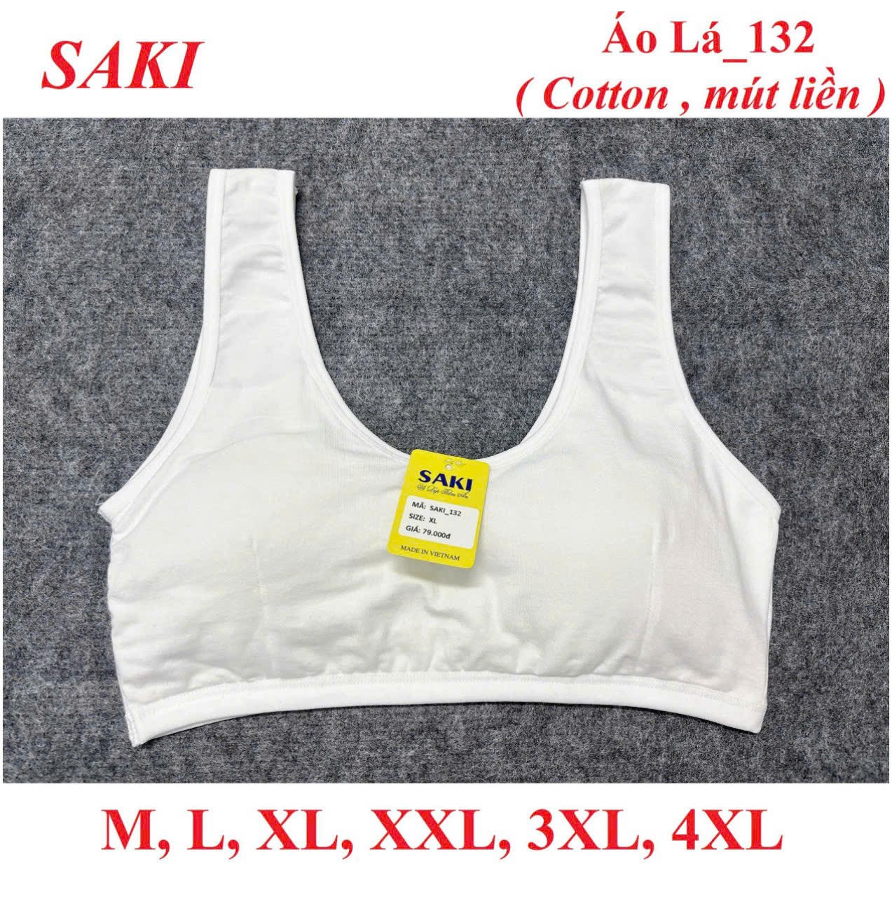 Áo lá học sinh cotton mút liền 132