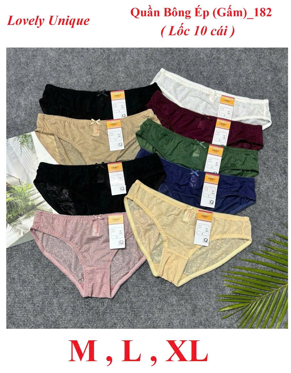 Block 5 cái Quần lót nữ bông ép Lovely 182