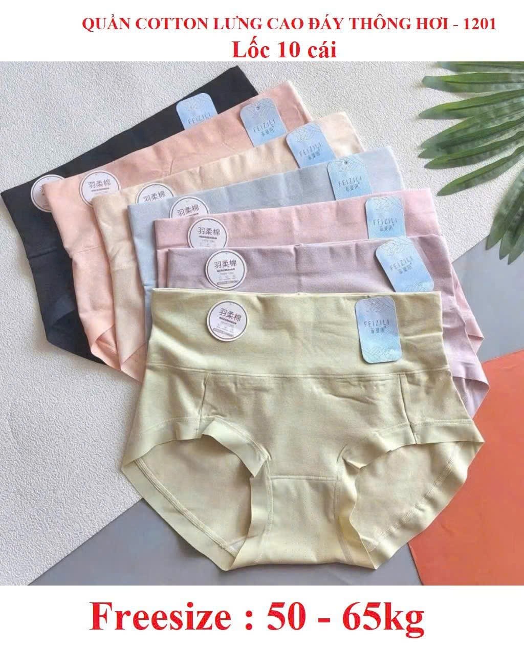 Block 5 cái quần lót nữ cotton lưng cao mã 1201