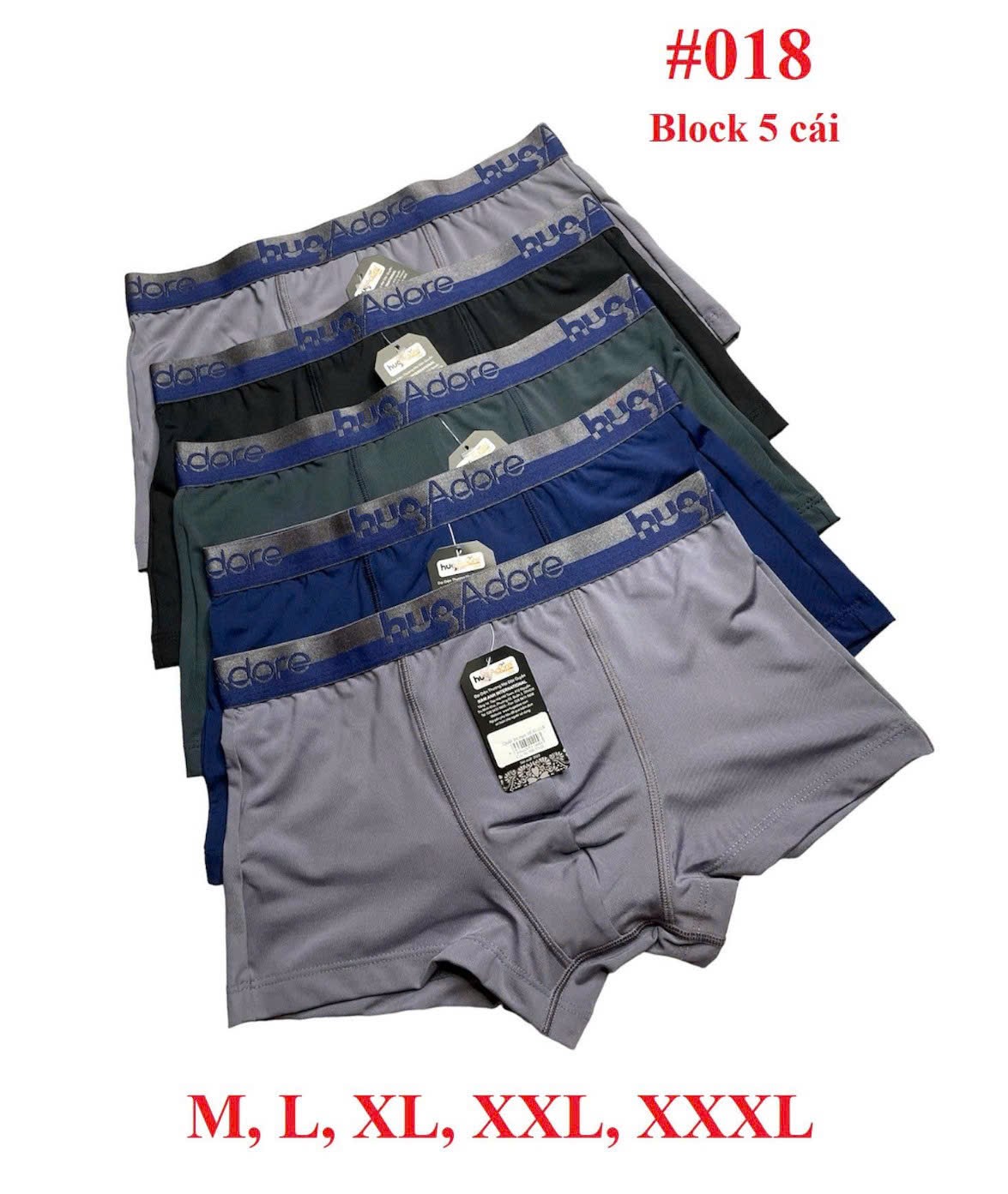 Block 5 cái quần lót đùi nam thun lạnh hàng Việt Nam mã Hug018