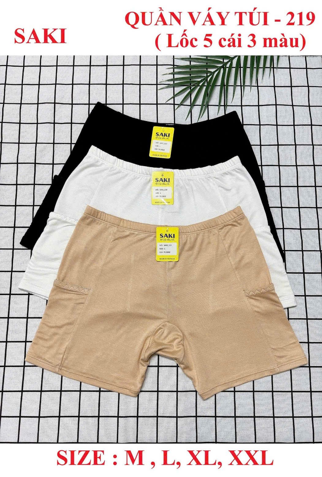 Quần đùi mặc váy cotton hàng Việt Nam mã 219