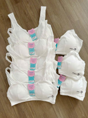 Áo lá học sinh mút liền cotton cài sau mã 9058